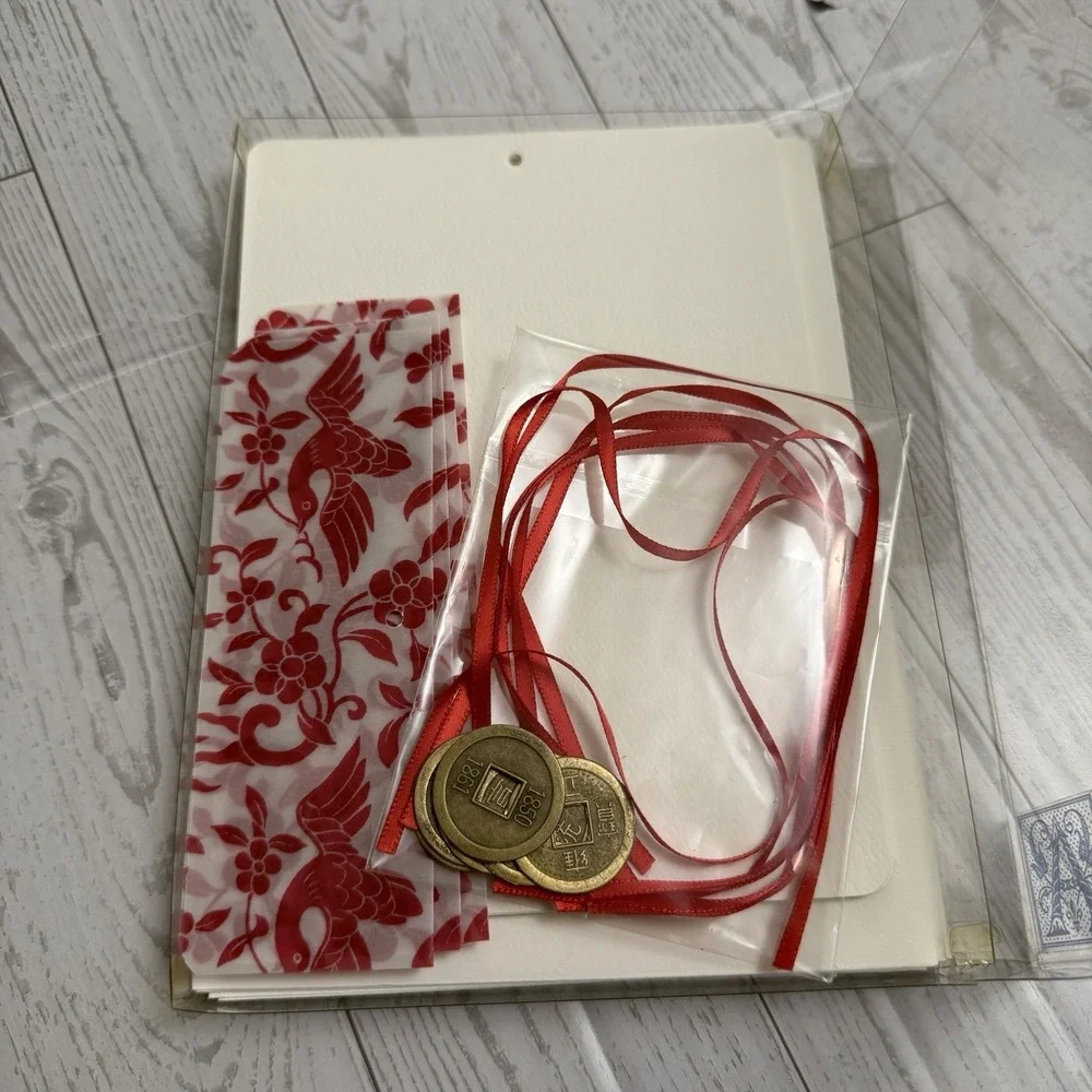 Atelier Du Papier Stationery‎ Cards & Envelopes Chinese Coin Red Bird Flowers